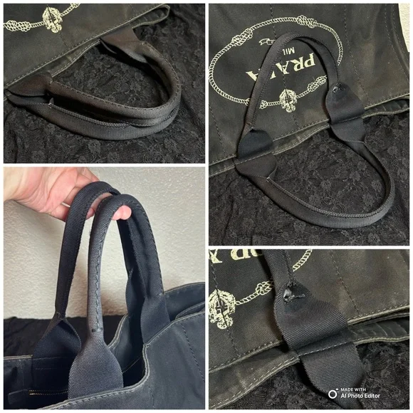 Prada Canapa Large GM Tote – Black Canvas Logo Bag - Picture 9 of 12